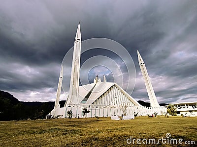 Beautiful Shah Faisal Mosque On A Cluody Day Editorial Stock Photo