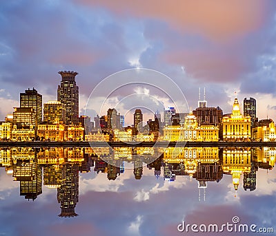 Beautiful shanghai bund in sunset Stock Photo