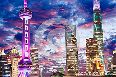 Beautiful Shanghai city night Stock Photo