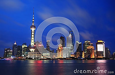 Beautiful Shanghai Pudong skyline at dusk Stock Photo