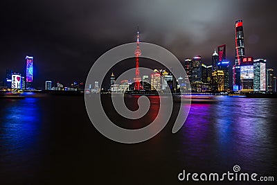 Beautiful Shanghai Pudong skyline at dusk Editorial Stock Photo