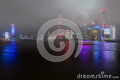 Beautiful Shanghai Pudong skyline at dusk Editorial Stock Photo