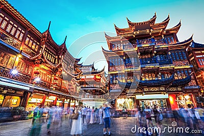 Beautiful shanghai yuyuan garden at night Editorial Stock Photo