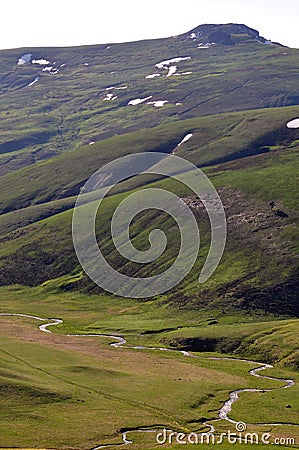 Beautiful Shar mountain river meanders photography Stock Photo