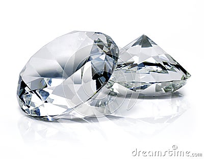 Beautiful shiny diamonds, on white background Stock Photo