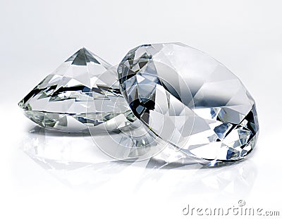 Beautiful shiny diamonds, on white background Stock Photo