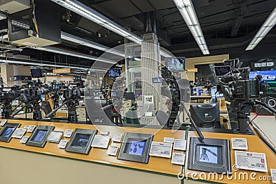 Beautiful shop interior BH Photo Video c view of the shelves with photo and video cameras. USA, Editorial Stock Photo