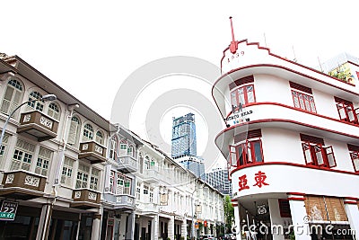 Beautiful Shophouses in Tanjong Pagar, Singapore Editorial Stock Photo