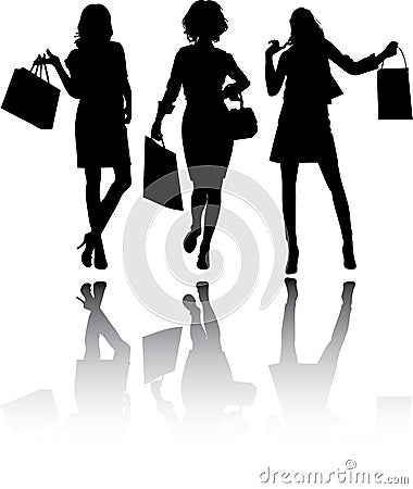 Beautiful shopping girls Vector Illustration