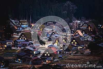 Beautiful shot of buildings in Shirakawa Japan Stock Photo