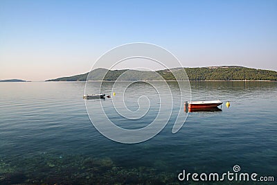 Beautiful shot of fisherman boats in Walchensee lake, Bavaria, Germany. Stock Photo