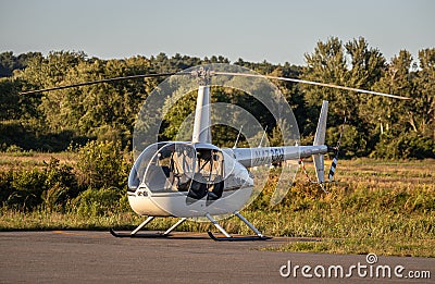 Beautiful shot of a helicopter at the airport in Norwood Editorial Stock Photo