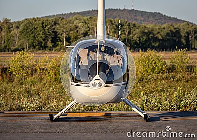 Beautiful shot of a helicopter at the airport in Norwood Editorial Stock Photo