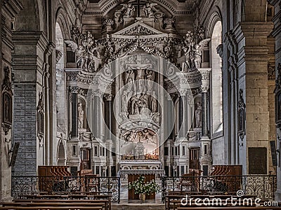 Beautiful shot of the inside of the famous historical Christian Saumur cathedral in France Editorial Stock Photo