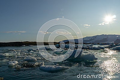 Beautiful shot of the Jokulsarlon glacial river lagoon in the Vatnajkull National Park, Iceland Stock Photo