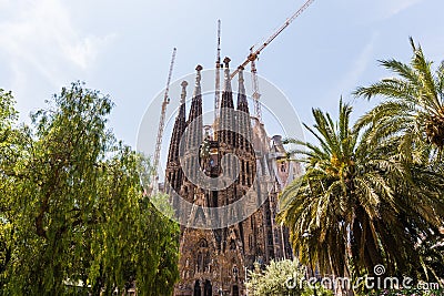 Beautiful shot of the La Sagrada Familia in Barcelona Spain Editorial Stock Photo