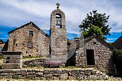Beautiful shot of an old stone chapel in La Fage-Saint-Julien, Lozere, France Stock Photo