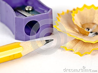 Beautiful shot of pencil shavings and pencil Stock Photo