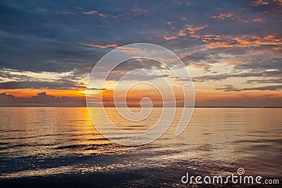 Beautiful shot of scenery of sunset in Chesapeake Bay in Virginia Stock Photo