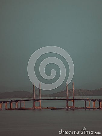 Beautiful shot of the Sultan Abdul Halim Muadzam Shah Bridge in Malaysia Stock Photo