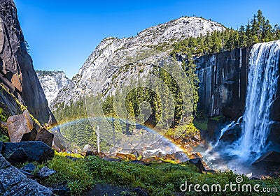 Beautiful shot of the Vernal Falls waterfall of Yosemite National Park in the USA Stock Photo