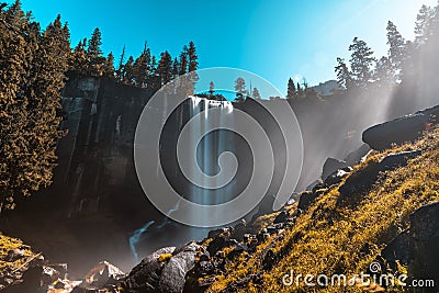 Beautiful shot of the Vernal Falls waterfall of Yosemite National Park in the USA Stock Photo