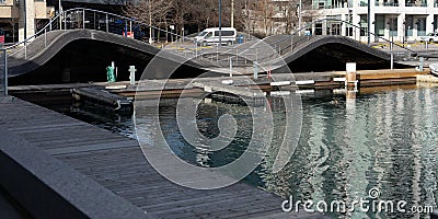 Beautiful shot of the wave bridge in Toronto, Canada during daytime Stock Photo