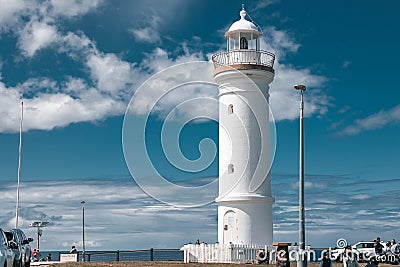 Beautiful shot of a white lighthouse near Kiama blowhole in Australia Editorial Stock Photo