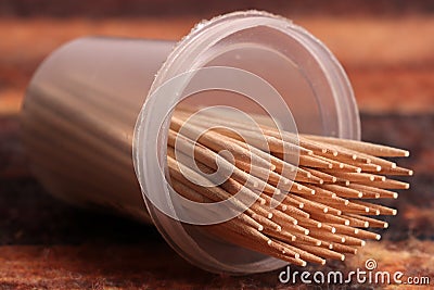 Wooden toothpicks Stock Photo