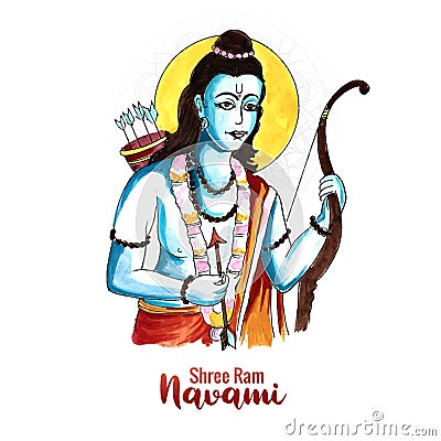 Beautiful Shri ram navami blessing wishes greeting card background Vector Illustration