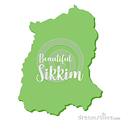 Map of Indian state of Sikkim - Vector Stock Photo