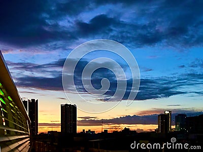 Beautiful Silhouette Bangkok morning sky Editorial Stock Photo