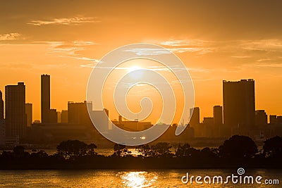 Beautiful silhouette of Tokyo at sunset Editorial Stock Photo