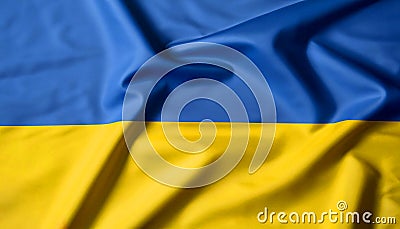 Flag of Ukraine with folds Stock Photo