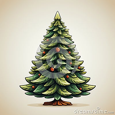 Beautiful Simple fir tree on white background. Merry Christmas and Happy New year bckground Stock Photo