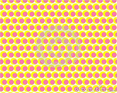 The beautiful simple many pink and yellow circles texture background Vector Illustration