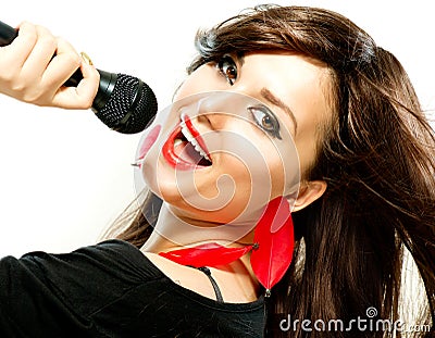 Beautiful Singing Girl Stock Photo