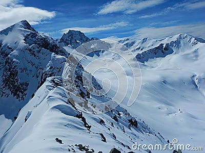 Beautiful skitouring in winter alps Stock Photo
