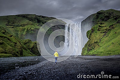 Skogafoss waterfall in Iceland in Summer. Editorial Stock Photo