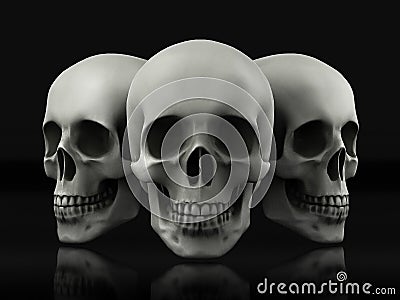 Beautiful skull made of textured metal Stock Photo