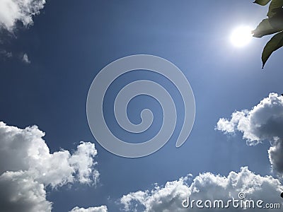 beautiful sky background with clouds in blue sky. Sunlight and Clouds Stock Photo