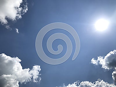 beautiful sky background with clouds in blue sky. Sunlight and Clouds Stock Photo