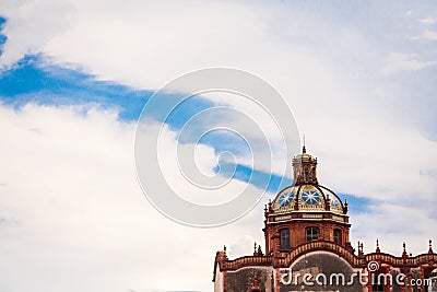 Beautiful sky and church in Taxco, Guerrero at Mexico. Editorial Stock Photo