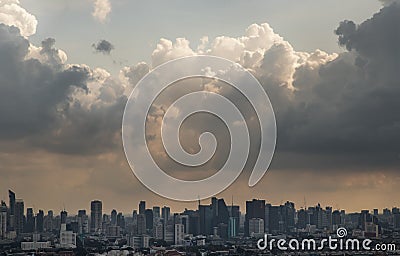 Beautiful sky and cloud view of Bangkok with skyscrapers in the business district in the afternoon Editorial Stock Photo