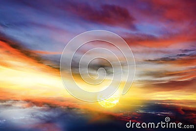 Beautiful sky . Rays of light th rough clouds Stock Photo