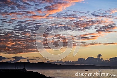 Beautiful sky and surise at Pangandaran Beach Stock Photo