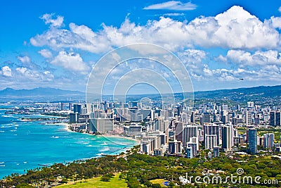 Beautiful Skyline of Oahu,Hawaii Stock Photo