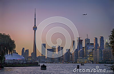 Skyline view of Toronto downtown at sunset, Ontario, Canada Editorial Stock Photo