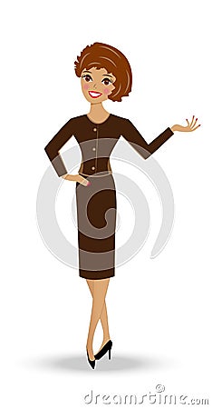 Beautiful slender woman in business suit Vector Illustration