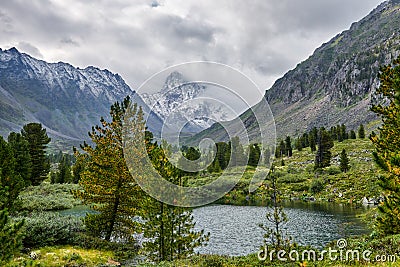 Beautiful small lake in Siberian mountains Stock Photo